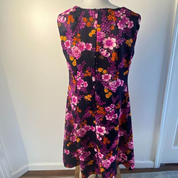Handmade Vintage A-Line Retro Professional Black Pink Sleeveless Dress Small - Picture 2 of 4